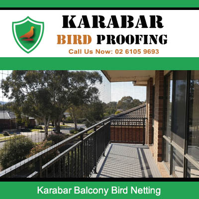 Balcony bird netting installed on apartment railing protecting outdoor space in Karabar