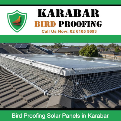 Bird proofing mesh installed around solar panels on tile roof in Karabar residential area